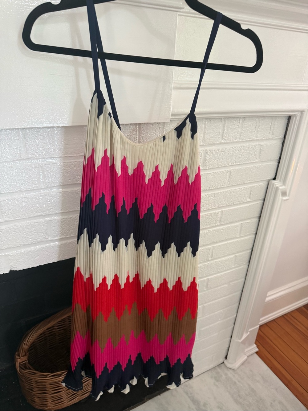 Pookie & Sebestain Chevron Pleaded Cami Mini Dress